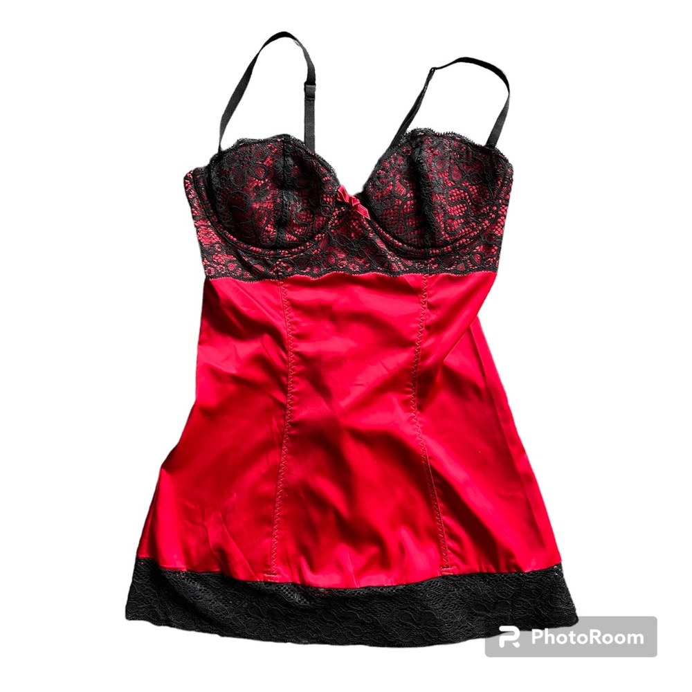 Fredericks of Hollywood Red Bustier with Garter Straps